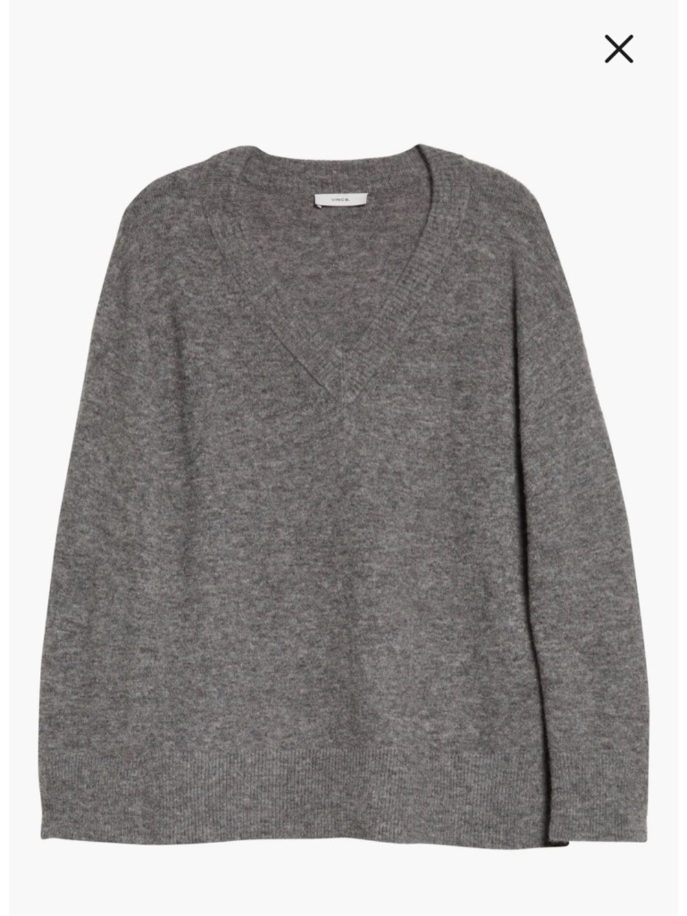 Vince Heather Gray Side Slit V-Neck Tunic Sweater